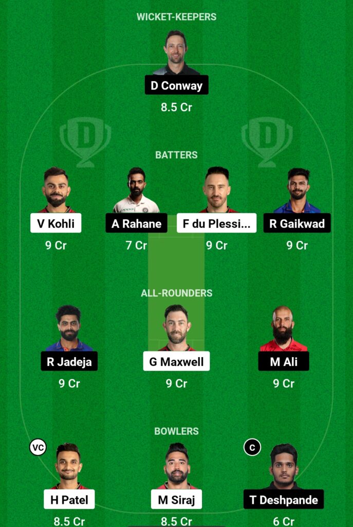 RCB vs CSK Dream11 Prediction Today Match, Dream11 Team Today, Fantasy Cricket Tips, Playing XI, Pitch Report, Injury Update- IPL 2023, Match 24.